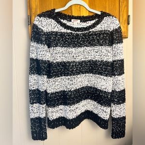 Arizona Jeans Cozy Sweater, Black & White striped, women’s M